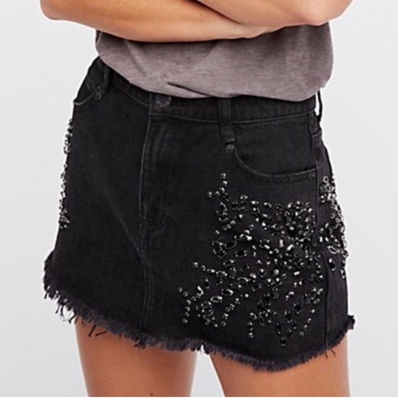 Free People Dresses & Skirts - Free People Shine Bright Black Mini Jean Skirt